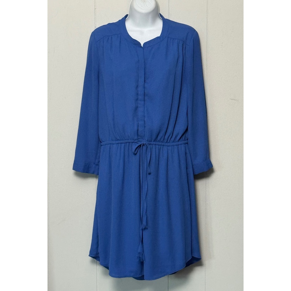 Daniel Rainn Royal Blue Long Sleeve Drawstring Waist Mini Dress Size M